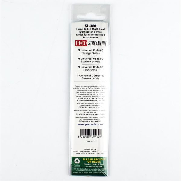 Peco SL-388, Code 80 1/160 914 mm. Çap Geniş Açı Sağ Makas Model Tren Rayı - Görsel 3