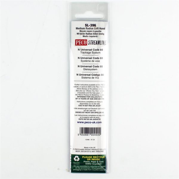 Peco SL-396, Code 80 1/160 457 mm. Çap Uzak Mesafe Sol Makas Model Tren Rayı - Görsel 3