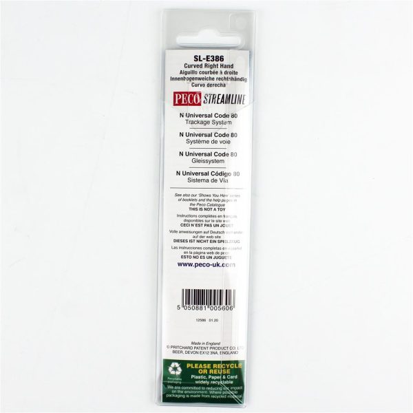 Peco SL-E386, Code 80 1/160 457 ve 914 mm. Çap Sağa Dönüşlü ElectroFlog Makas Model Tren Rayı - Görsel 3
