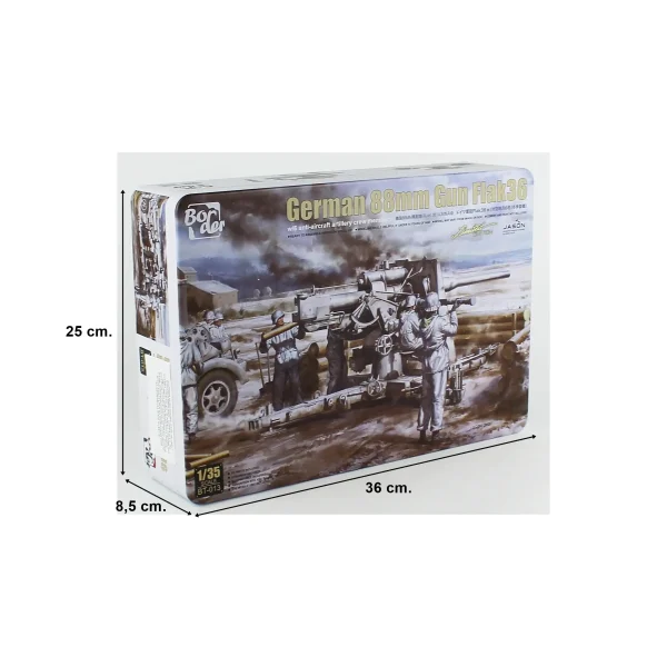 Border BT-013, 1/35 Alman 88mm Gun Flak36 ve 6 Adet Uçaksavar Mürettebatı Plastik Maketi - Görsel 5