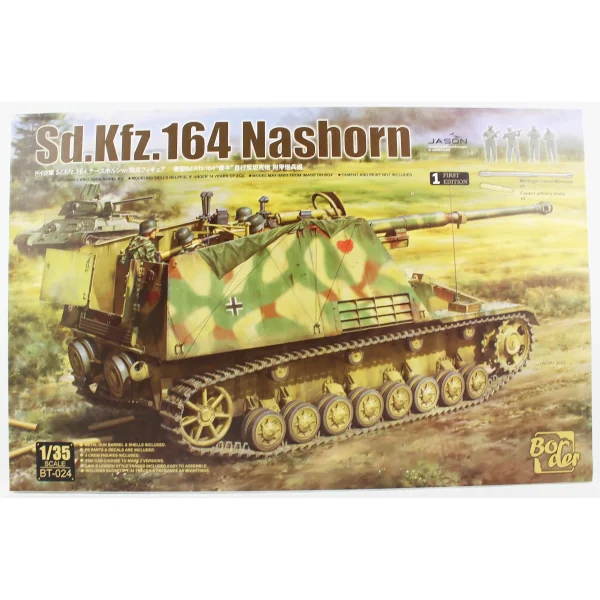Border BT-024, 1/35 Sd.Kfz.164 Nashorn, Erken Dönem Tankı 4 Figürlü Plastik Maketi