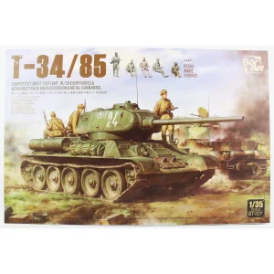 Border BT-027, 1/35 T-34/85 Tankı Metal Namlu ve 5 Resin Figürlü Plastik Maketi