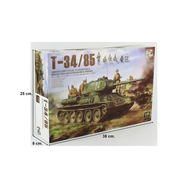 Border BT-027, 1/35 T-34/85 Tankı Metal Namlu ve 5 Resin Figürlü Plastik Maketi - Görsel 5