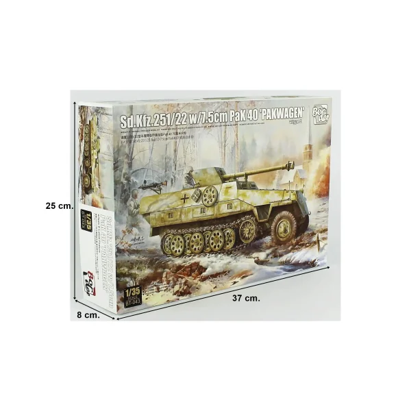 Border BT-043, 1/35 Sd.Kfz.251/22 ve 7,5 cm PaK 40 (Pakwagen) Yarı Paletli Zırhlı Araç Plastik Maketi - Görsel 5