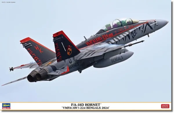 Hasegawa PT44 7545, 1/48 F/A-18 D Hornet VMFA(AW)-224 Bengals 2024 Plastik Maketi