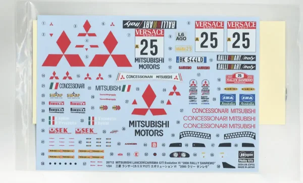 Hasegawa 20712, 1/24 Mitsubishi Lancer Carisma GT Evolution IV 2000 Rally Sanremo  Plastik Maketi - Görsel 4
