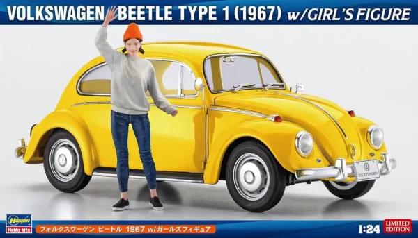 Hasegawa SP620 52420, 1/24 Volkswagen Beetle Type 1 (1967) ve Kız Figürü Plastik Maketi