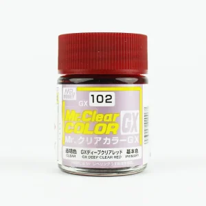 Mr.Hobby GX-102, 18 ml. Deep Clear Red Mr.Clear Color Maket Boyası