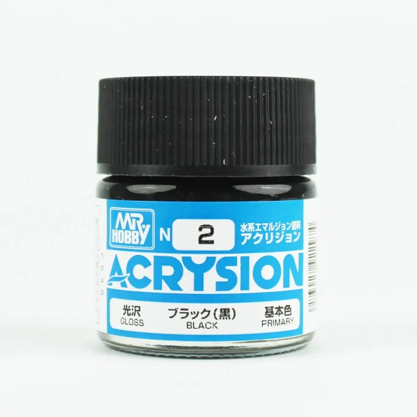 Mr.Hobby N-002, 10 ml. Black Acrysion Maket Boyası