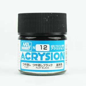Mr.Hobby N-012, 10 ml. Flat Black Acrysion Maket Boyası