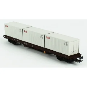 Piko 24527, 1/87 Rs 3 Konteynerli DSB 4.Dönem Yük Vagonu Modeli