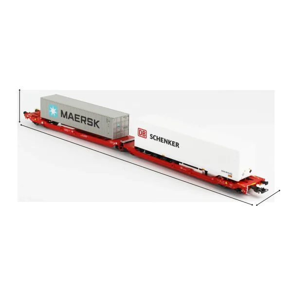 Piko 24619, 1/87 Maersk ve Schenker Konteynerli T3000e Intermodal DB 4.Dönem 2'li Model Tren Konteyner Vag - Görsel 5