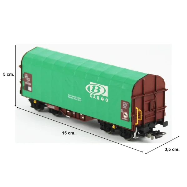 Piko 24621, 1/87 B Cargo Kayar Muşambalı SNCB 6.Dönem Yük Vagonu Modeli - Görsel 5
