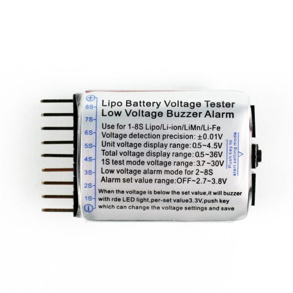 1-8 Hücre Li-Po Voltaj Test Aleti, Düşük Voltaj Uyarılı ve Led Göstergeli - Görsel 4