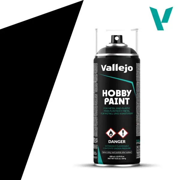 400 ml. Siyah Astar Sprey Maket Boyası, Vallejo 28012