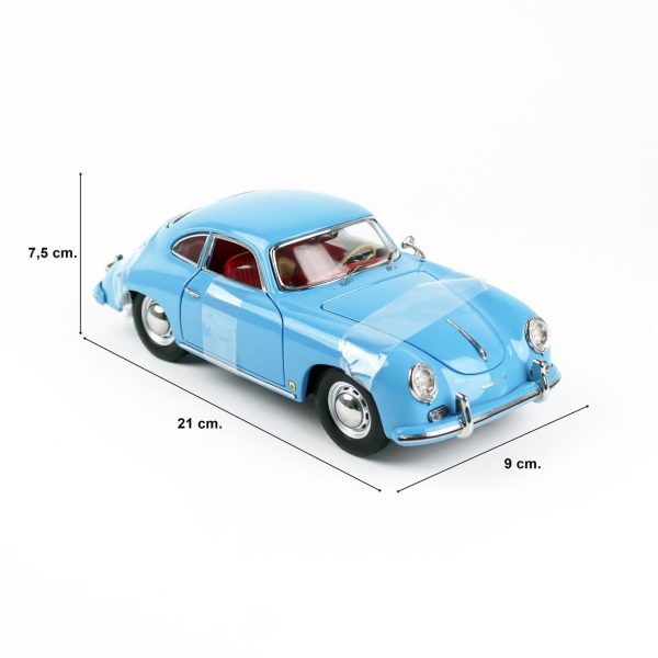 1/18 1957 Porsche 356A 1500 GS Carrera GT Parlak Mavi Diecast, Sunstar 1342 - Görsel 5