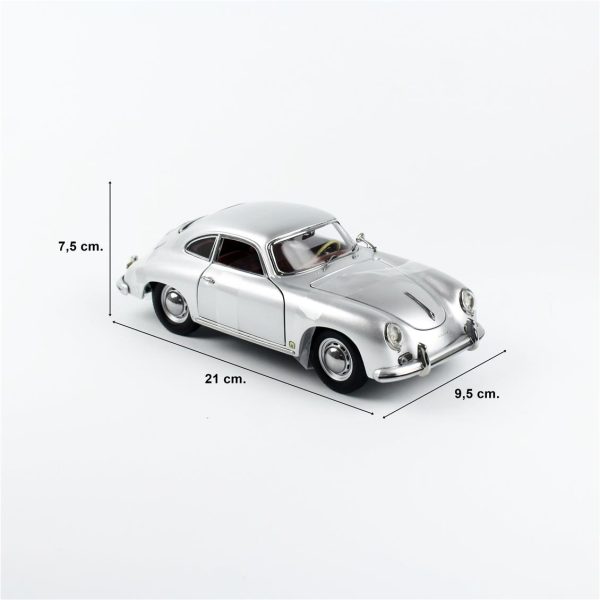 1/18 1957 Porsche 356A 1500 GS Carrera GT Gümüş Metalik Diecast, Sunstar 1351 - Görsel 5