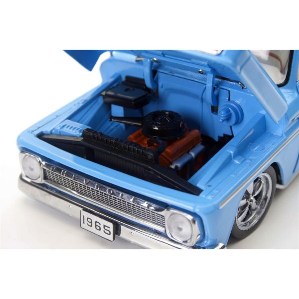 1/18 1965 Chevrolet C-10 Styleside Alçaltılmış Kamyonet Mavi Diecast, Sunstar 1366 - Görsel 5