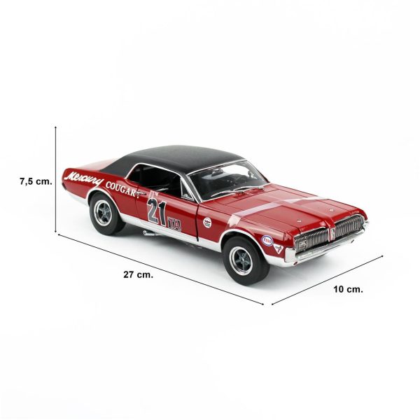 1/18 1967 Mercury Cougar Racing-21 Marty Beaulieu Kırmızı Diecast, Sunstar 1583R - Görsel 5