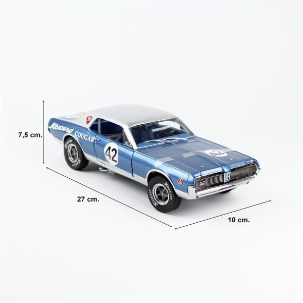 1/18 1967 Mercury Cougar Racing-42 Mavi Diecast, Sunstar 1584R - Görsel 5