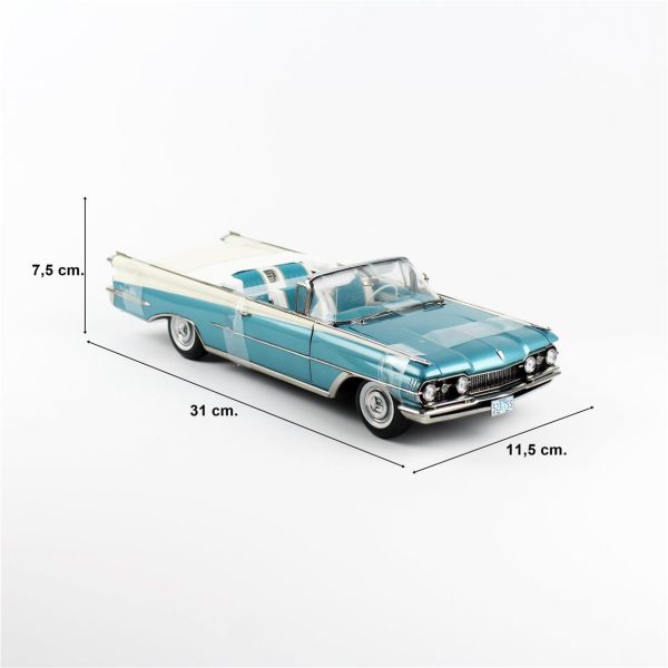 1/18 1959 Oldsmobile-98 Open Convertible Metalik Su Mavisi Diecast, Sunstar 5237 - Görsel 5