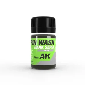 AK Interactive 324, 35 ml. Koyu Sepia PIN Wash Serisi Enamel maket boyası