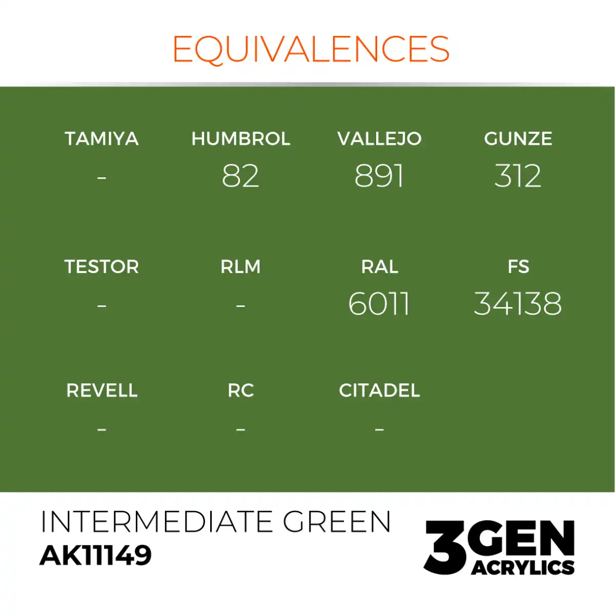 AK Interactive 11149, 17 ml. 3GEN Intermediate Green maket boyası - Görsel 3