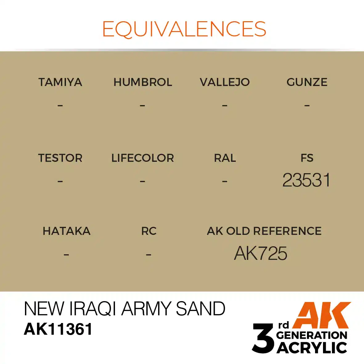 AK Interactive 11361, 17 ml. 3GEN New Iraqui Army Sand AFV maket boyası - Görsel 3