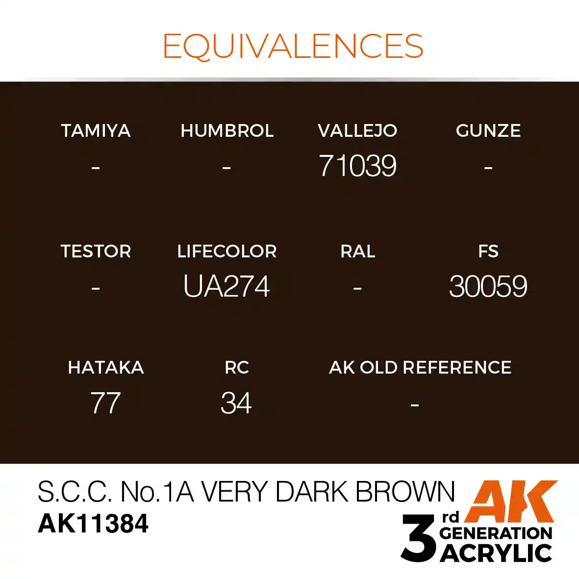 AK Interactive 11384, 17 ml. 3GEN S.C.C. No.1A Very Dark Brown AFV maket boyası - Görsel 3