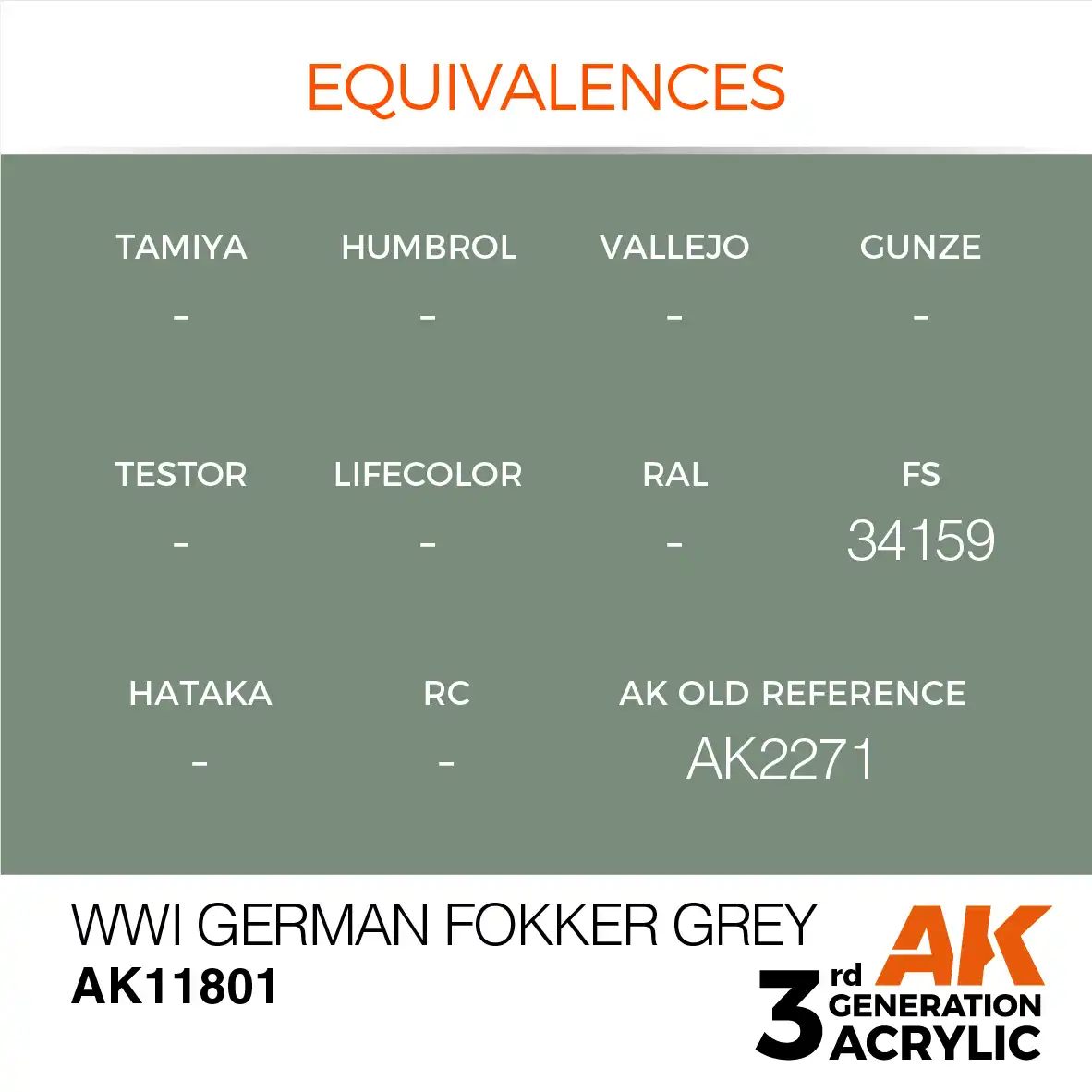 AK Interactive 11801, 17 ml. 3GEN WWI German Fokker Grey Aircraft maket boyası - Görsel 3