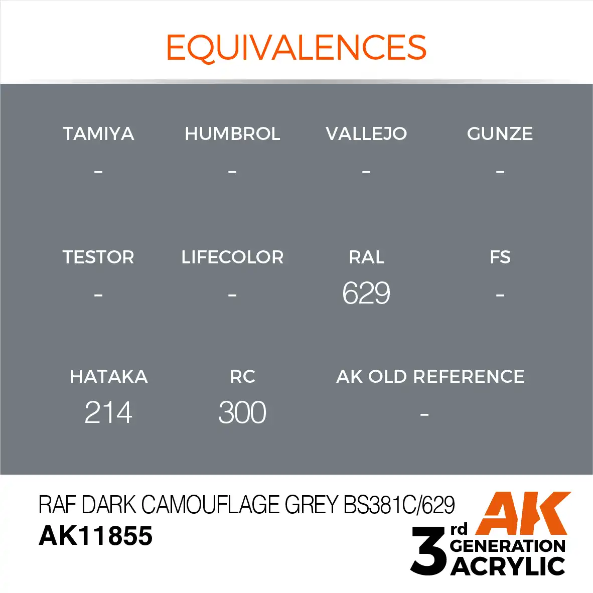 AK Interactive 11855, 17 ml. 3GEN RAF Dark Camouflage Grey BS381C/629 Aircraft maket boyası - Görsel 3