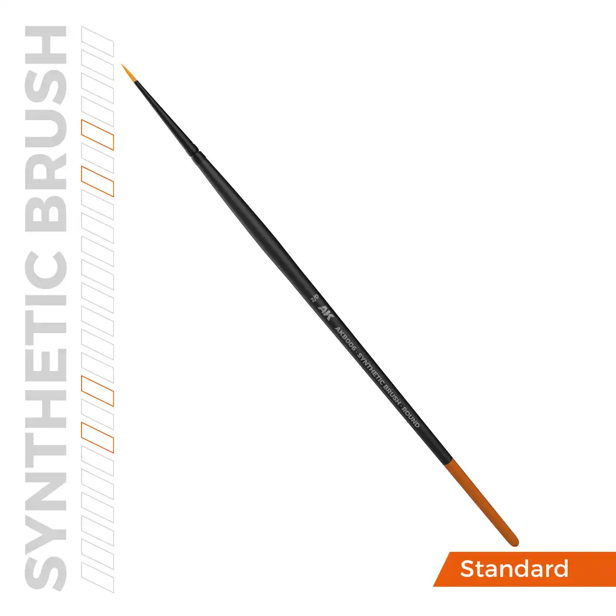 AK Interactive AKB006 No.2/0 Yuvarlak Uçlu sentetik maket boyama fırçası - Görsel 3