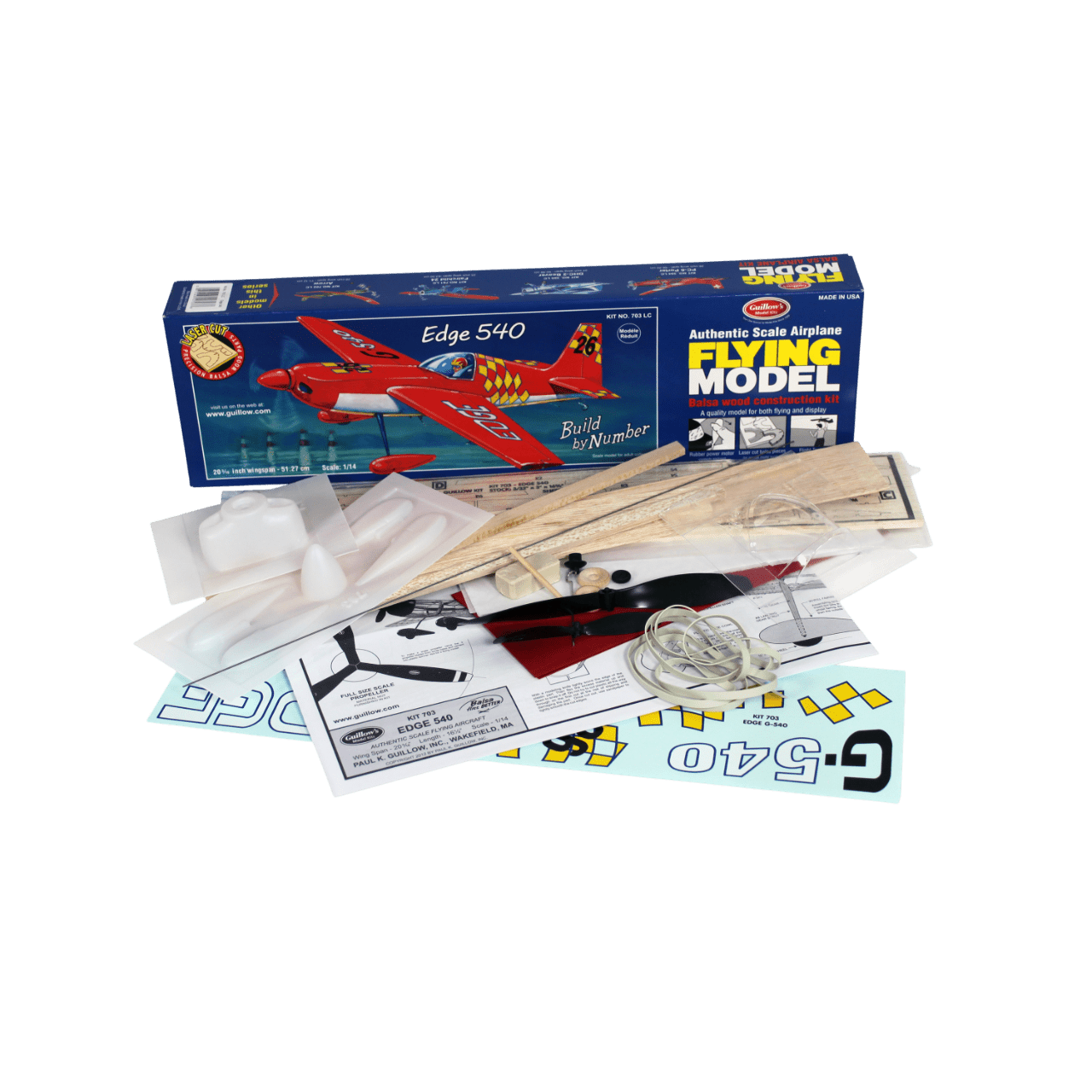 52cm lazer kesim lastik motorlu balsa uçak kiti, Guillows 703 Edge - Görsel 4