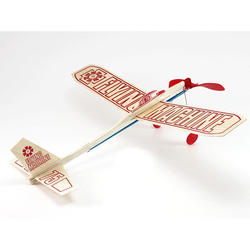 43 cm. lastik motorlu balsa uçak, Guillows 75 Flying Machine - Görsel 3