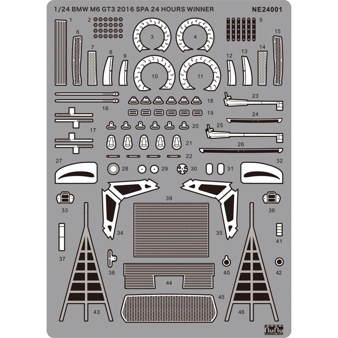 Nunu NE24001, 1/24 Detay Seti for Bmw M6 GT3 Winner of The 2016 24 Hours of Spa Detay Kiti - Görsel 3