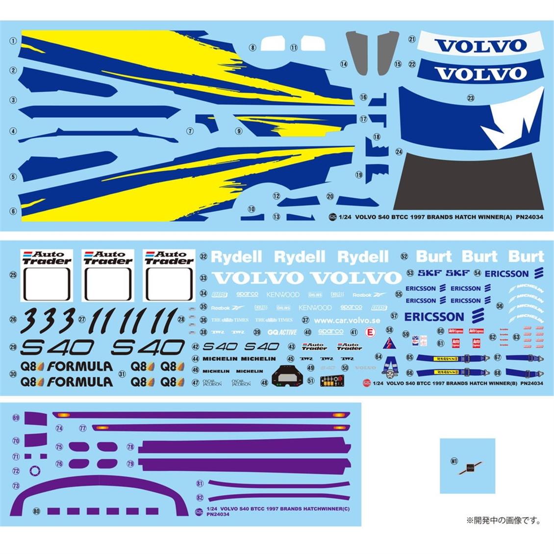 Nunu PN24034, 1/24 Volvo S40 1997 BTCC Brands Hatach araba maketi - Görsel 4