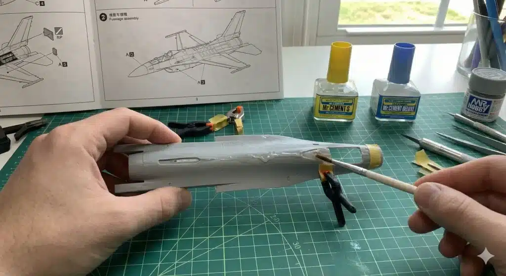 Plastik parçaları yapıştırma aşaması