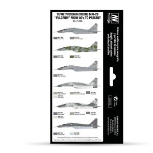 8x18 ml. 1980’lerden Günümüze kadar Sovyet/Rus renkleri MiG-29 Fulcrum Model Air Boya Seti
