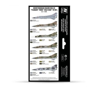 8x18 ml. 1970’lerden 1990’lara kadar Sovyet/Rus renkleri MiG-23 Flogger Model Air Boya Seti