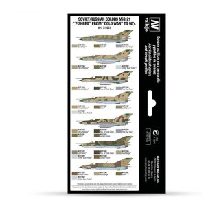 1950’lerden 1990’lara kadar Sovyet/Rus renkleri MiG-21 Fishbed Model Air Boya Seti