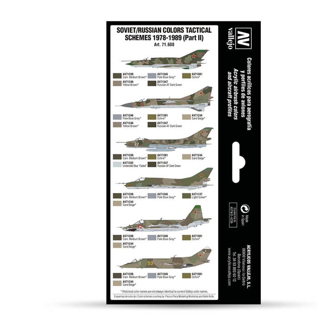 8x18 ml. 1978–1989 Sovyet/Rus renkleri Taktik Şemalar Bölüm II Model Air Boya Seti
