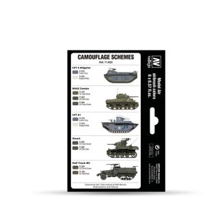 6x18 ml. 1942-1945 WWII USMC Renkleri Yeşil ve Gri Desenler Model Air Boya Seti