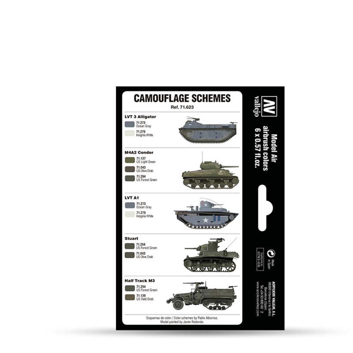 6x18 ml. 1942-1945 WWII USMC Renkleri Yeşil ve Gri Desenler Model Air Boya Seti