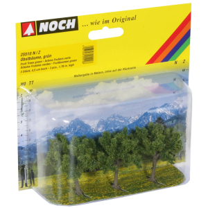 3 Adet Yeşil Çiçekli Meyva Ağacı Diorama Malzemesi