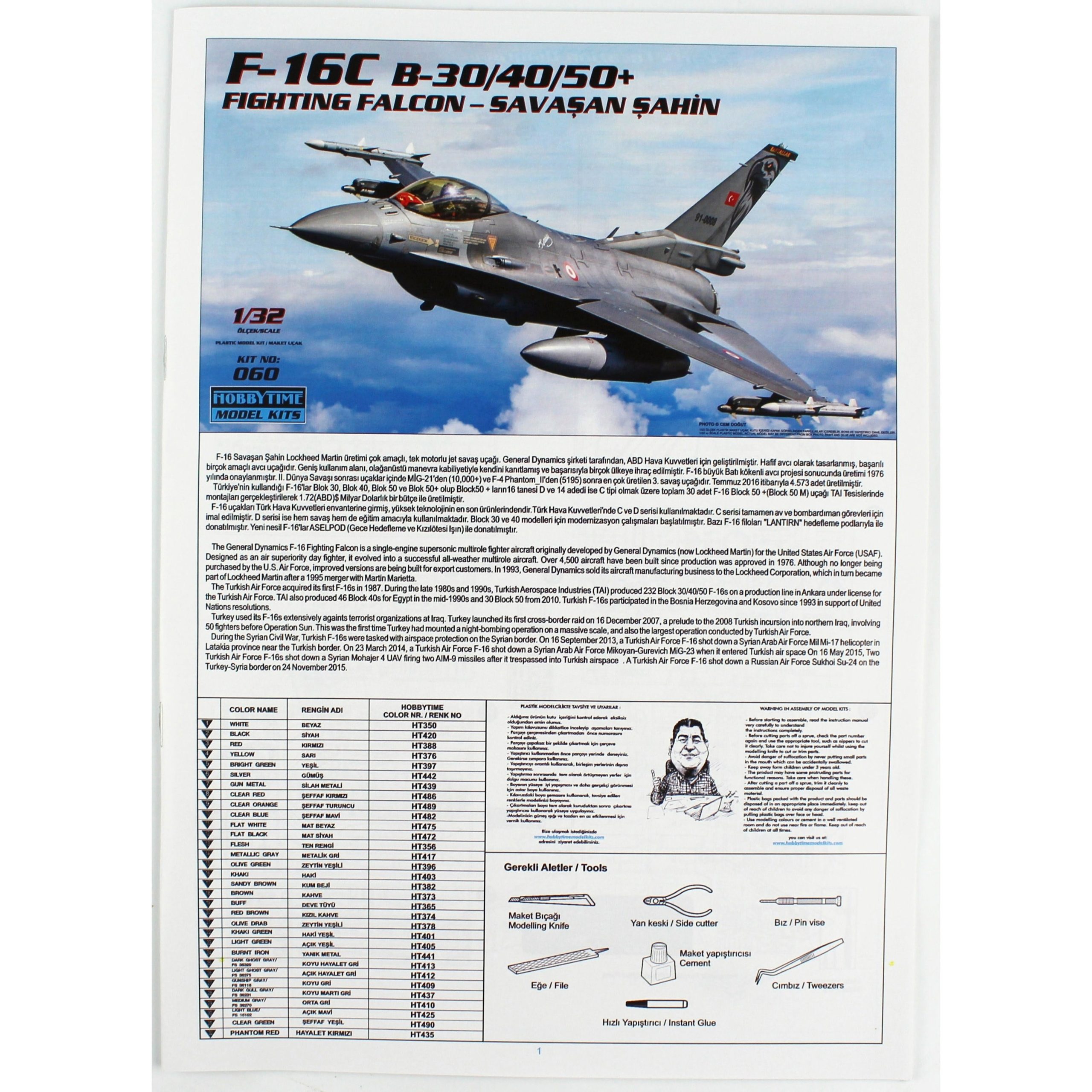 HT 060, 1/32 F-16C B-30/40/50+ Plasik Maketi - Görsel 5